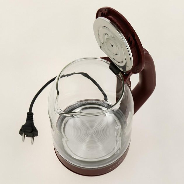 Чайник электрический 1,8л LUAZON HOME LSK-1809 1500Вт подсветка красный стекло 3894962 000000000001205722