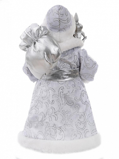 Новогодняя фигурка Дед Мороз в серебряном костюме из пластика и ткани / 15,5x8,5x30,5см арт.80154 000000000001191206
