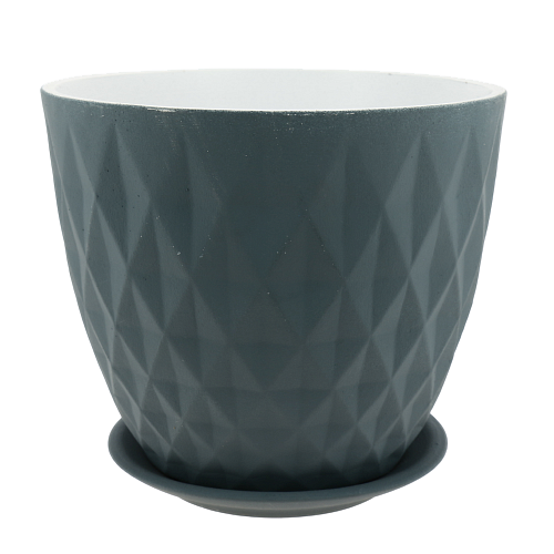 Горшок для цветов декоративный керамический Ромб серо-голубой №1 4л ГК 14 000000000001200881